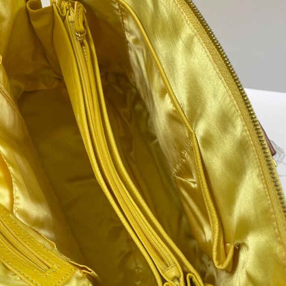 Joy & Iman Satchel Dome Handbag Faux Leather Yellow and Tan - NWT - Picture 15 of 15